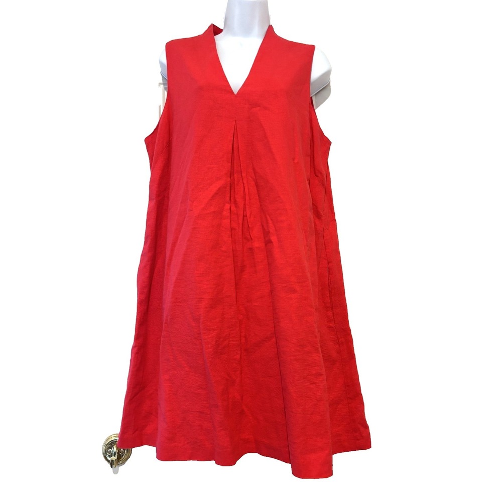 Tommy Bahama sz L‎ pink linen blend sleeveless v neck shift dress E